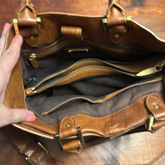 Rachel Zoe Brown Leather Satchel Tote Bag with Detachable Crossbody Strap - Picture 9 of 12